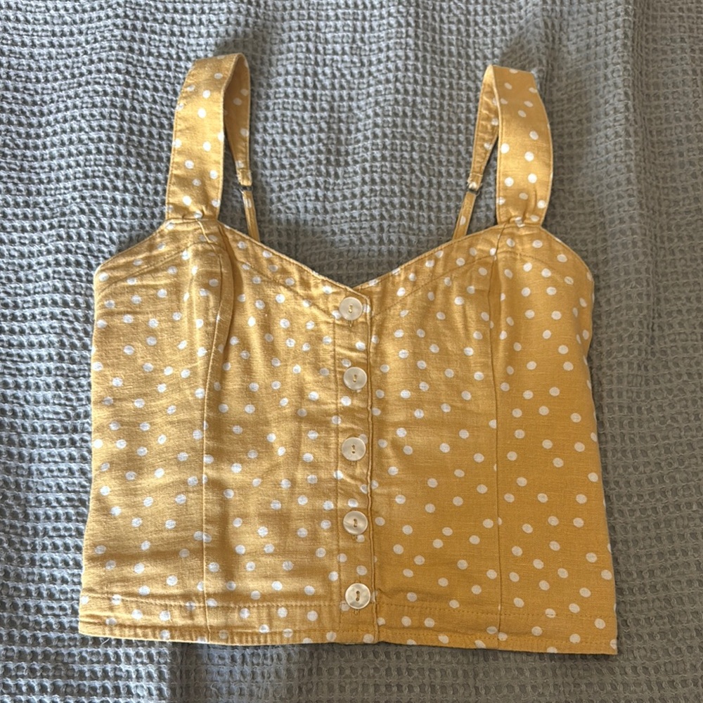 Abercrombie & Fitch Yellow Polka Dot Crop Top
